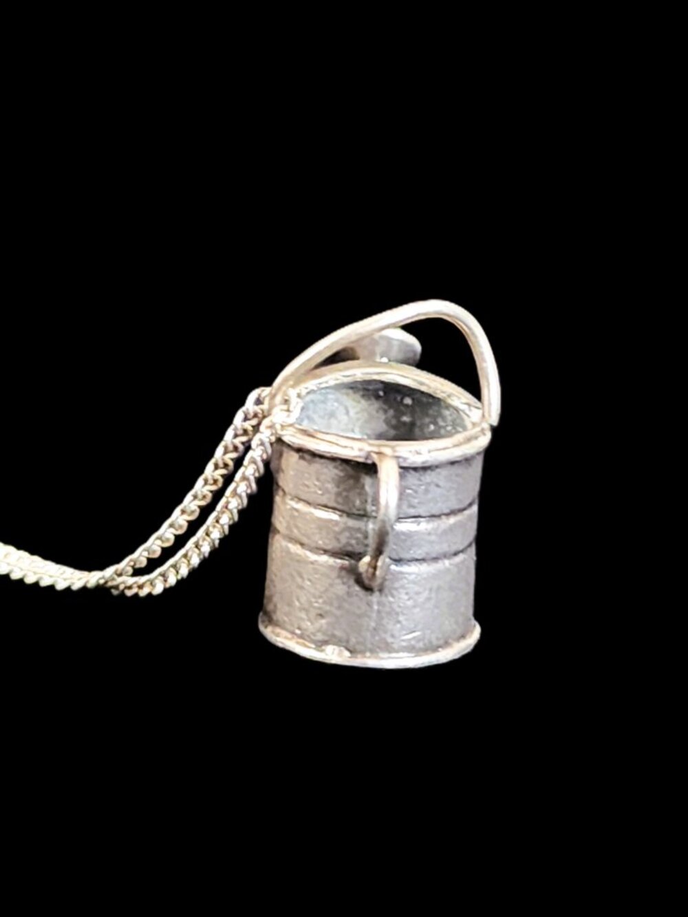 VTG 80s 925 Sterling Silver 3D Watering Can Pendant & 925 Chain Necklace 15.5" - Picture 6 of 9